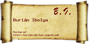 Burián Ibolya névjegykártya